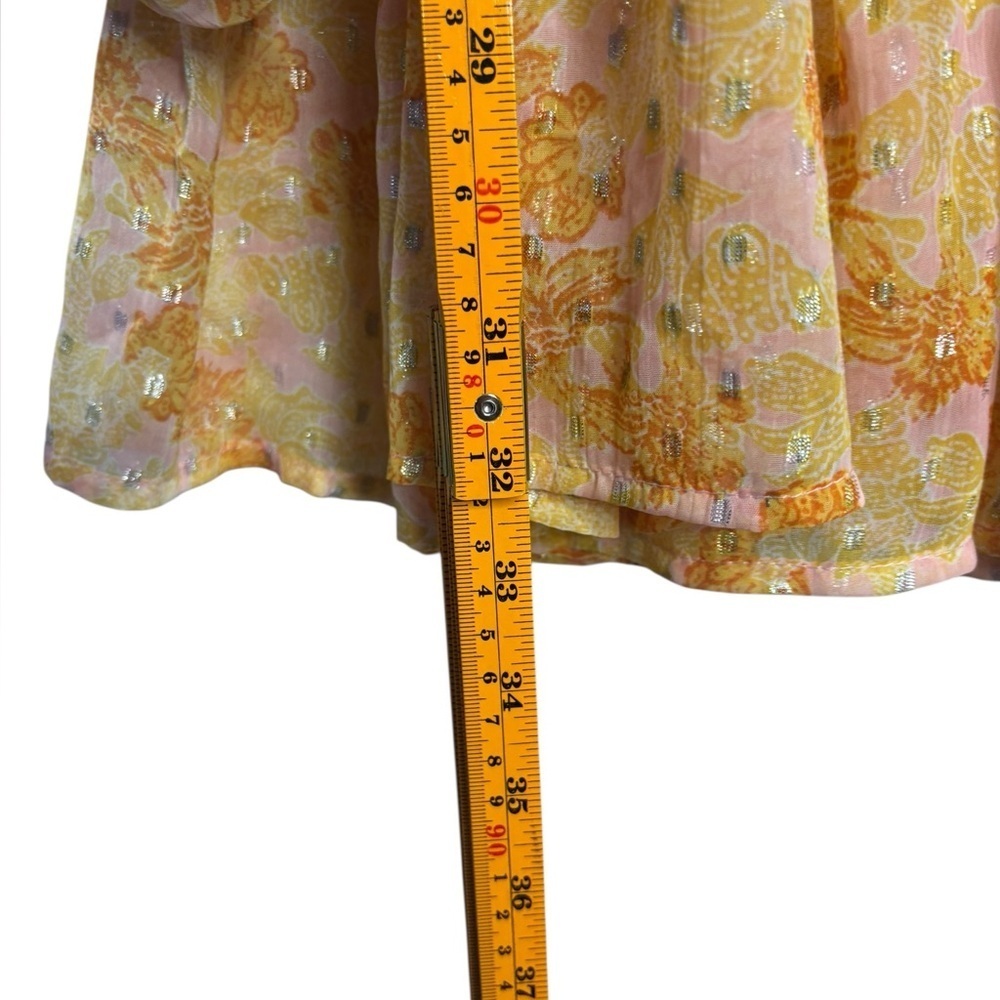 Free People Sheer Flowy Yellow Paste Ruffle Tiered Mini Dress Small *no slip - Picture 8 of 10